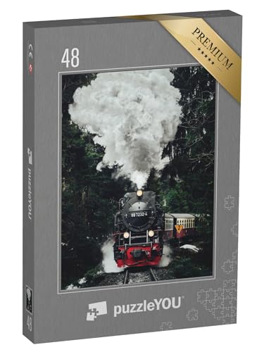 puzzleYOU: Puzzle 48 Teile „Historische Dampflokomotive“ – aus der Puzzle-Kollektion Eisenbahn, Lokomotive von puzzleYOU