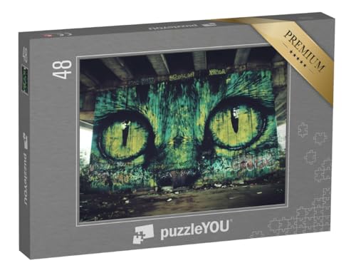 puzzleYOU: Puzzle 48 Teile „Katzenaugen Streetart“ – aus der Puzzle-Kollektion Kunst & Fantasy von puzzleYOU