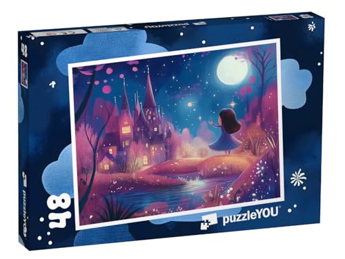 puzzleYOU: Puzzle 48 Teile „Kleine Prinzessin in ihrer schimmernden Zauberwelt“ – aus der Puzzle-Kollektion Kinderpuzzle von puzzleYOU
