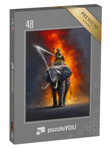 puzzleYOU: Puzzle 48 Teile „Löschkraft im Großbrand“ – aus der Puzzle-Kollektion Feuerwehr, Kunst & Fantasy von puzzleYOU