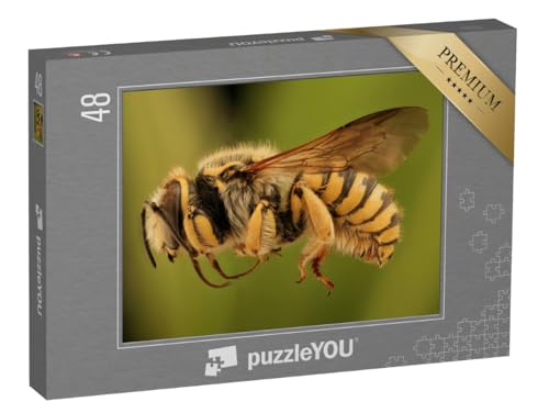 puzzleYOU: Puzzle 48 Teile „Makroaufnahme: Fliegende Biene von der Seite“ – aus der Puzzle-Kollektion Bienen von puzzleYOU
