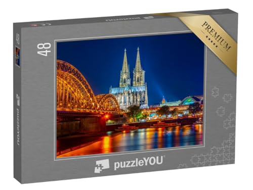 puzzleYOU: Puzzle 48 Teile „Nachtansicht des Kölner Doms und der Hohenzollernbrücke über den Rhein, Deutschland“ puzzleYOU: Puzzle 48 Teile „Nachtansicht des Kölner Doms und der Hohenzollernbrücke über den Rhein, Deutschland“ von puzzleYOU