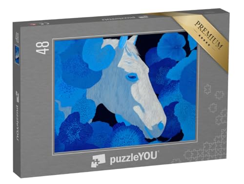 puzzleYOU: Puzzle 48 Teile „Pferd zwischen blauen magischen Blumen“ puzzleYOU: Puzzle 48 Teile „Pferd zwischen blauen magischen Blumen“ von puzzleYOU