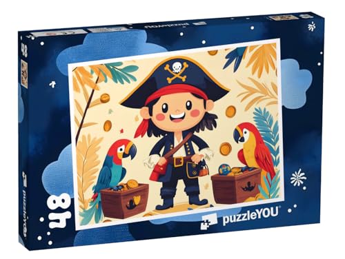 puzzleYOU: Puzzle 48 Teile „Pirat Piet und Sein Schatz im Papageienwald“ von puzzleYOU
