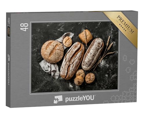 puzzleYOU: Puzzle 48 Teile „Rustikale knusprige Brote und Brötchen“ – aus der Puzzle-Kollektion Küche, Essen und Trinken von puzzleYOU