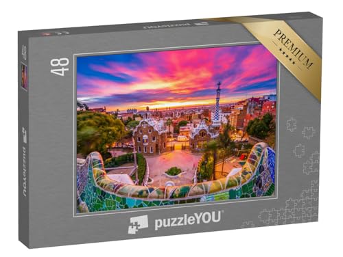 puzzleYOU: Puzzle 48 Teile „Sonnenaufgang über dem Park Güell, UNESCO-Weltkulturerbe, Barcelona, Spanien“ – aus der Puzzle-Kollektion Parks, Barcelona, Blumen & Pflanzen, Europäische Städte puzzleYOU: Puzzle 48 Teile „Sonnenaufgang über dem Park Güell, UNESCO-Weltkulturerbe, Barcelona, Spanien“ – aus der Puzzle-Kollektion Parks, Barcelona, Blumen & Pflanzen, Europäische Städte von puzzleYOU