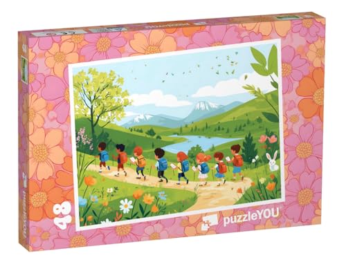 puzzleYOU: Puzzle 48 Teile „Sonnenschein, Berge und fröhliche Kinder“ – aus der Puzzle-Kollektion Kinderpuzzle von puzzleYOU