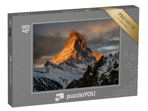 puzzleYOU: Puzzle 48 Teile „Sonnenuntergang am Matterhorn, Zermatt, Schweiz“ – aus der Puzzle-Kollektion Berge, Matterhorn von puzzleYOU