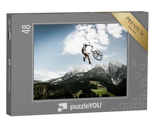 puzzleYOU: Puzzle 48 Teile „Stunt beim Downhill-Biking“ – aus der Puzzle-Kollektion Sport von puzzleYOU