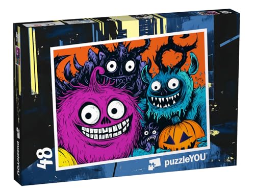 puzzleYOU: Puzzle 48 Teile „Süßes oder Saures? Die Halloween-Monster vor der Tür.“ – aus der Puzzle-Kollektion Kinderpuzzle puzzleYOU: Puzzle 48 Teile „Süßes oder Saures? Die Halloween-Monster vor der Tür.“ – aus der Puzzle-Kollektion Kinderpuzzle von puzzleYOU