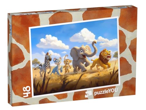 puzzleYOU: Puzzle 48 Teile „Tierische Safari-Helden“ – aus der Puzzle-Kollektion Kinderpuzzle von puzzleYOU