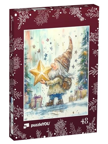puzzleYOU: Puzzle 48 Teile „Weihnachtswichtel findet den Stern“ – aus der Puzzle-Kollektion Weihnachten von puzzleYOU