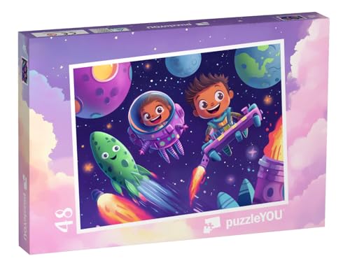 puzzleYOU: Puzzle 48 Teile „Weltraumgeschichten für kleine Entdecker“ – aus der Puzzle-Kollektion Kinderpuzzle von puzzleYOU