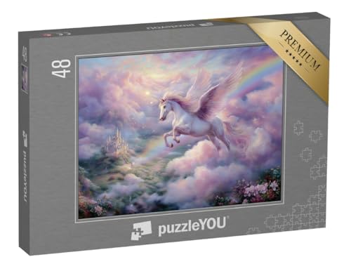puzzleYOU: Puzzle 48 Teile „Zauberhaftes rosa Einhorn fliegt über das Schloss“ puzzleYOU: Puzzle 48 Teile „Zauberhaftes rosa Einhorn fliegt über das Schloss“ von puzzleYOU