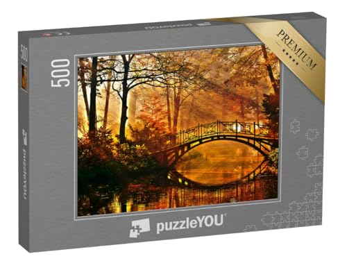 puzzleYOU: Puzzle 500 Teile „Alte Brücke im herbstlich nebligen Park“ – aus der Puzzle-Kollektion Natur, Herbst, Jahreszeiten, Himmel & Jahreszeiten von puzzleYOU