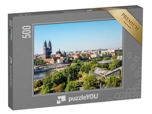 puzzleYOU: Puzzle 500 Teile „Ansicht aus Magdeburg, Sachsen-Anhalt, Deutschland“ – aus der Puzzle-Kollektion Magdeburg von puzzleYOU