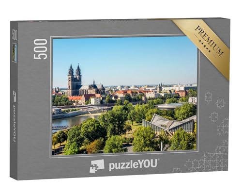 puzzleYOU: Puzzle 500 Teile „Ansicht aus Magdeburg, Sachsen-Anhalt, Deutschland“ – aus der Puzzle-Kollektion Magdeburg von puzzleYOU
