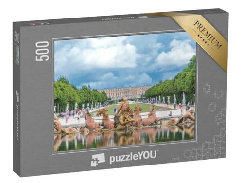 puzzleYOU: Puzzle 500 Teile „Apollo-Brunnen im Schlosspark von Versailles, Touristen an einem Sommertag“ – aus der Puzzle-Kollektion Schlösser von puzzleYOU