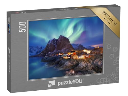puzzleYOU: Puzzle 500 Teile „Aurora Borealis auf den Lofoten, Norwegen“ – aus der Puzzle-Kollektion Natur, Nordlichter, Skandinavien von puzzleYOU