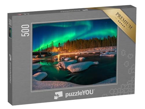 puzzleYOU: Puzzle 500 Teile „Aurora Borealis: Nordlicht“ – aus der Puzzle-Kollektion Natur, Nordlichter, Himmel & Jahreszeiten von puzzleYOU