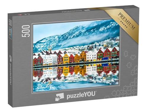 puzzleYOU: Puzzle 500 Teile „Blick auf Bergen, Norwegen“ – aus der Puzzle-Kollektion Bergen, Städte, Europäische Städte von puzzleYOU