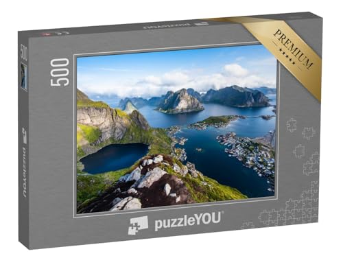 puzzleYOU: Puzzle 500 Teile „Blick auf atemberaubende Berge der Lofoten, Norwegen“ – aus der Puzzle-Kollektion Norwegen, Skandinavien von puzzleYOU