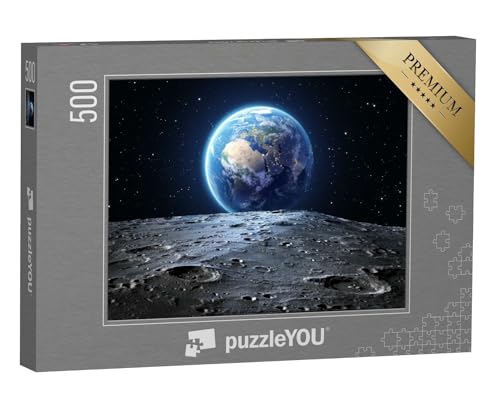 puzzleYOU: Puzzle 500 Teile „Blick vom Mond auf die Erde, NASA-Bildmaterial“ – aus der Puzzle-Kollektion Mond von puzzleYOU