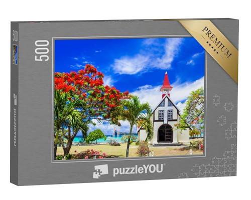 puzzleYOU: Puzzle 500 Teile „Blühender Flammenbaum auf Mauritius“ – aus der Puzzle-Kollektion Mauritius, Aus Aller Welt von puzzleYOU