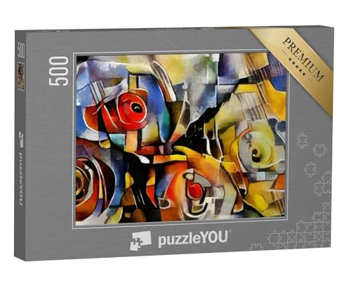 puzzleYOU: Puzzle 500 Teile „Blumenstrauß im Stil von Picasso und Kandinsky“ – aus der Puzzle-Kollektion Künstler von puzzleYOU