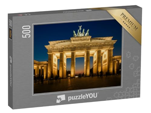 puzzleYOU: Puzzle 500 Teile „Das beleuchtete Brandenburger Tor in Berlin“ – aus der Puzzle-Kollektion Berlin, Deutsche Städte von puzzleYOU