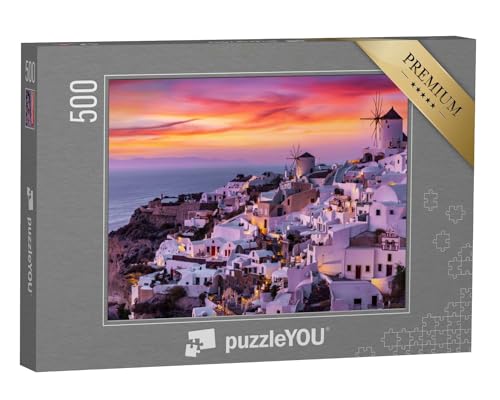 puzzleYOU: Puzzle 500 Teile „Dorf Oia auf der Insel Santorin, Grichenlans“ – aus der Puzzle-Kollektion Santorini, Griechenland von puzzleYOU