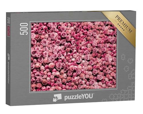 puzzleYOU: Puzzle 500 Teile „EIN Blütenmeer von rosa Rosen“ – aus der Puzzle-Kollektion Rosen, Blumen & Pflanzen von puzzleYOU
