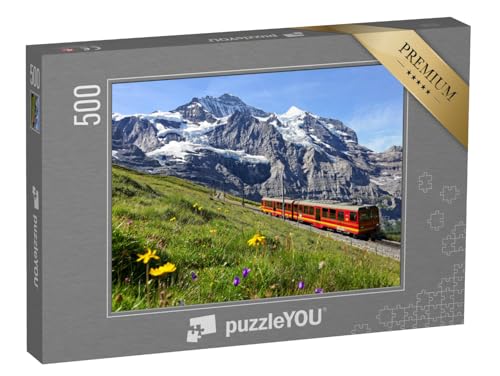 puzzleYOU: Puzzle 500 Teile „EIN Touristenzug fährt mit der Jungfraubahn vom Jungfraujoch (Top of Europe) zur Klein“ von puzzleYOU