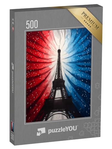 puzzleYOU: Puzzle 500 Teile „Eiffelturm in den nationalen französischen Farben“ – aus der Puzzle-Kollektion Paris von puzzleYOU