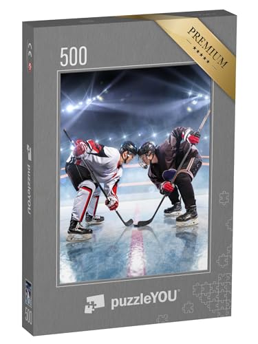 puzzleYOU: Puzzle 500 Teile „Eishockeyspieler beginnt Spiel“ – aus der Puzzle-Kollektion Menschen, Eishockey von puzzleYOU
