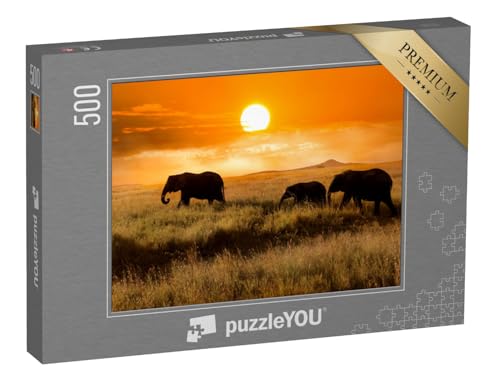 puzzleYOU: Puzzle 500 Teile „Elefantenfamilie bei Sonnenuntergang, Nationalpark von Afrika“ – aus der Puzzle-Kollektion Safari puzzleYOU: Puzzle 500 Teile „Elefantenfamilie bei Sonnenuntergang, Nationalpark von Afrika“ – aus der Puzzle-Kollektion Safari von puzzleYOU