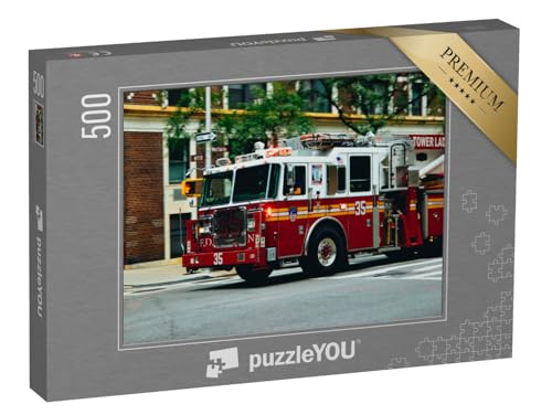 puzzleYOU: Puzzle 500 Teile „Feuerwehrauto in New York City“ – aus der Puzzle-Kollektion Feuerwehr von puzzleYOU