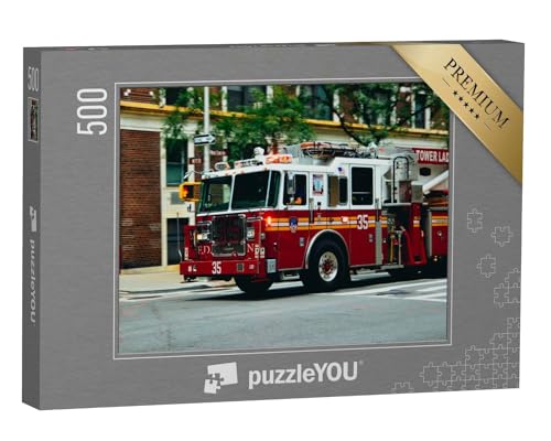 puzzleYOU: Puzzle 500 Teile „Feuerwehrauto in New York City“ – aus der Puzzle-Kollektion Feuerwehr von puzzleYOU