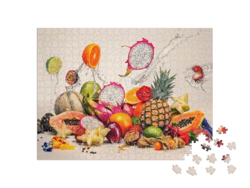 puzzleYOU: Puzzle 500 Teile „Frisches Obst im Water Splash“ von puzzleYOU