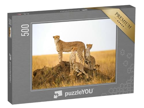 puzzleYOU: Puzzle 500 Teile „Geparden im Serengeti-Nationalpark, Tansania“ – aus der Puzzle-Kollektion Tiere, Safari, Geparden, Raubtiere, Tiere in Savanne & Wüste von puzzleYOU
