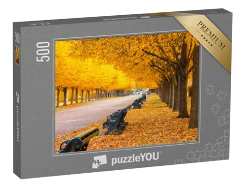 puzzleYOU: Puzzle 500 Teile „Goldener Herbst: Von Bäumen gesäumten Allee im Regent's Park, London“ – aus der Puzzle-Kollektion Parks, Blumen & Pflanzen von puzzleYOU