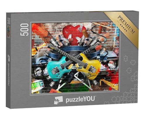 puzzleYOU: Puzzle 500 Teile „Graffiti: Collage aus Musik und Farbe“ – aus der Puzzle-Kollektion Graffiti von puzzleYOU