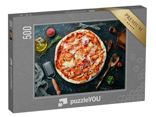 puzzleYOU: Puzzle 500 Teile „Hausgemachte Pizza“ – aus der Puzzle-Kollektion Essen und Trinken von puzzleYOU