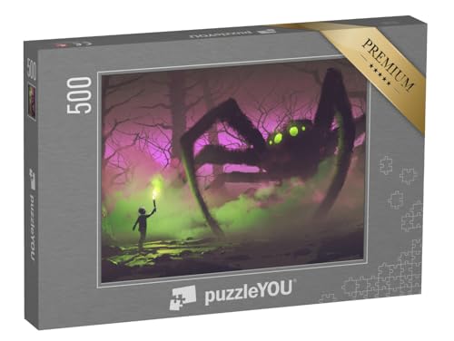 puzzleYOU: Puzzle 500 Teile „Junge mit Einer Fackel vor Einer riesigen Spinne in geheimnisvollem Wald“ – aus der Puzzle-Kollektion Fantasy puzzleYOU: Puzzle 500 Teile „Junge mit Einer Fackel vor Einer riesigen Spinne in geheimnisvollem Wald“ – aus der Puzzle-Kollektion Fantasy von puzzleYOU