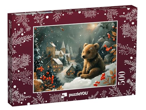 puzzleYOU: Puzzle 500 Teile „Kleiner Bär genießt den Weihnachtszauber“ – aus der Puzzle-Kollektion Weihnachten von puzzleYOU