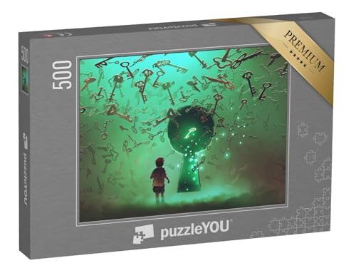 puzzleYOU: Puzzle 500 Teile „Kleiner Junge Steht vor einem Schlüsselloch, viele schwebende Schlüssel“ – aus der Puzzle-Kollektion Fantasy, Illustrationen puzzleYOU: Puzzle 500 Teile „Kleiner Junge Steht vor einem Schlüsselloch, viele schwebende Schlüssel“ – aus der Puzzle-Kollektion Fantasy, Illustrationen von puzzleYOU