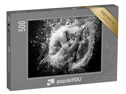 puzzleYOU: Puzzle 500 Teile „Kunstfotografie: Wassertropfen umschließen einen Mann, schwarz-weiß“ – aus der Puzzle-Kollektion Fotokunst puzzleYOU: Puzzle 500 Teile „Kunstfotografie: Wassertropfen umschließen einen Mann, schwarz-weiß“ – aus der Puzzle-Kollektion Fotokunst von puzzleYOU