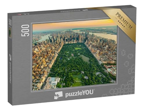 puzzleYOU: Puzzle 500 Teile „Luftaufnahme von Manhatten und Central Park, New York“ – aus der Puzzle-Kollektion Parks, Central Park, Blumen & Pflanzen von puzzleYOU