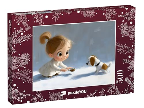 puzzleYOU: Puzzle 500 Teile „Mädchen füttert kleines Hündchen im Schnee“ – aus der Puzzle-Kollektion Weihnachten puzzleYOU: Puzzle 500 Teile „Mädchen füttert kleines Hündchen im Schnee“ – aus der Puzzle-Kollektion Weihnachten von puzzleYOU