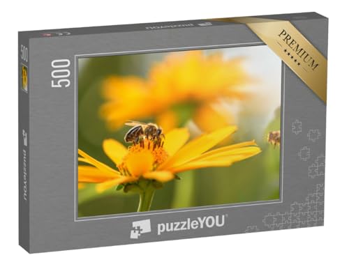 puzzleYOU: Puzzle 500 Teile „Nahaufnahme: Biene und Blume“ – aus der Puzzle-Kollektion Bienen von puzzleYOU
